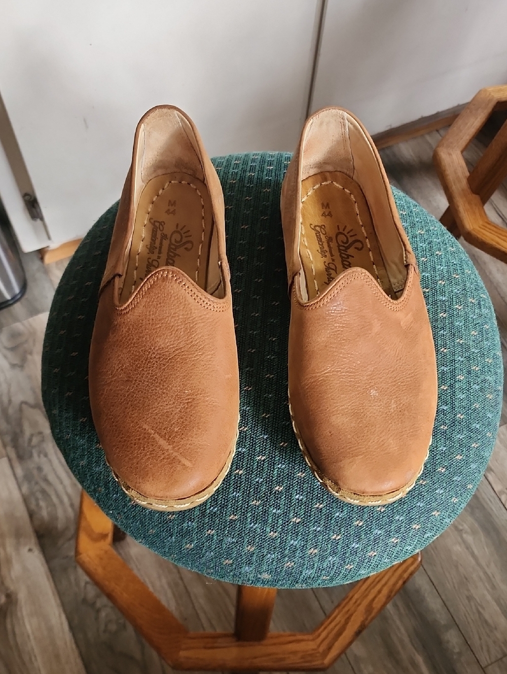 Sabah Tan Leather Slip-Ons